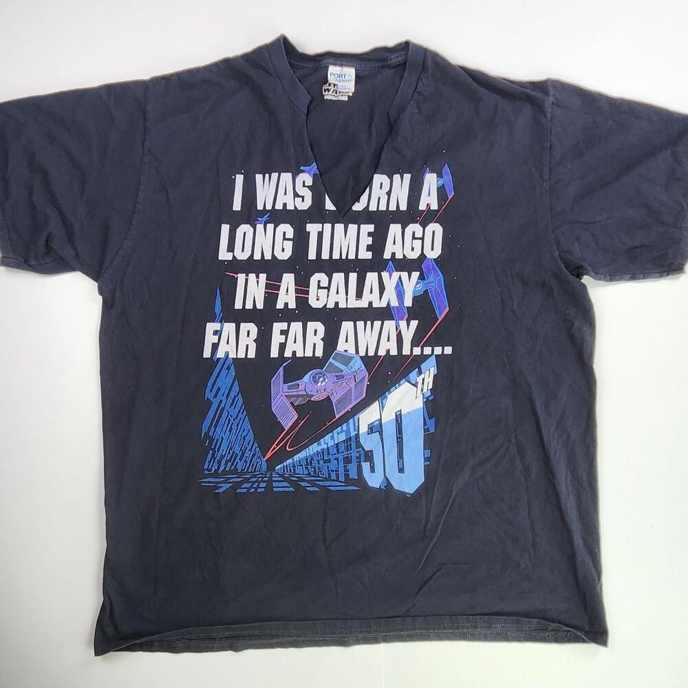 Star-wars Men's Black and Navy T-shirt